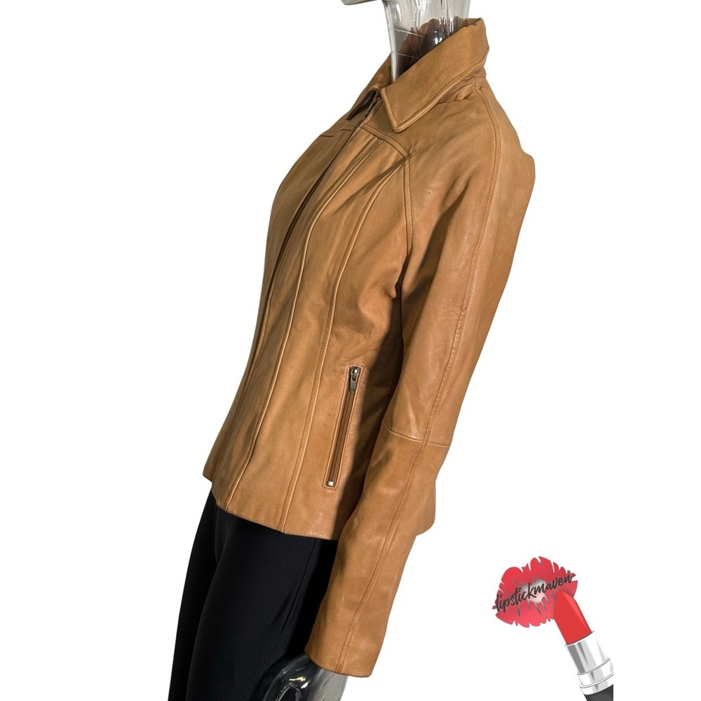 Wilsons Leather Jacket Womens Large Brown Genuine Edgy Biker Moto Zip Up - Picture 3 of 16